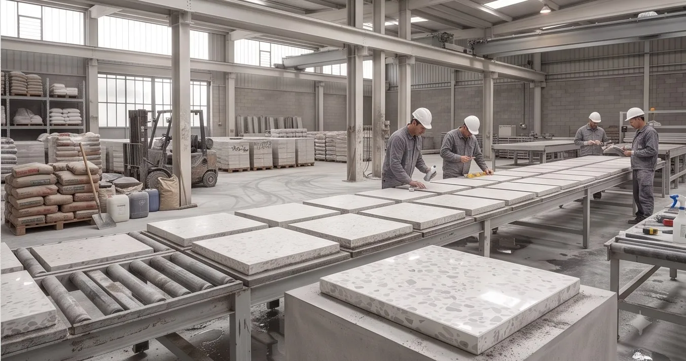 Terrazzo tile production